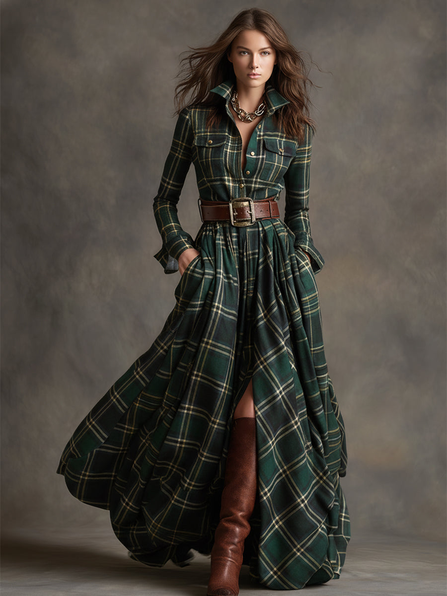 Giulietta – Maxi Checked Shirt Dress with Belt