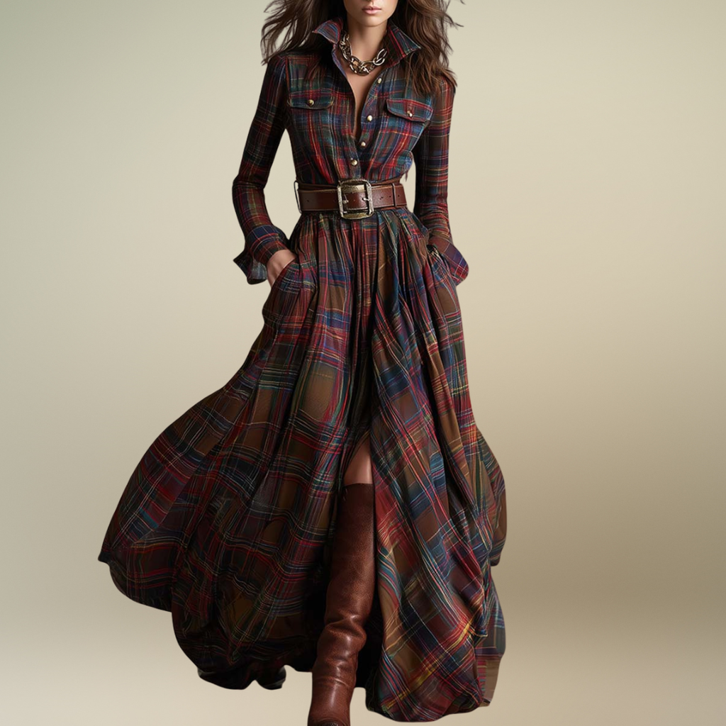 Giulietta – Maxi Checked Shirt Dress with Belt